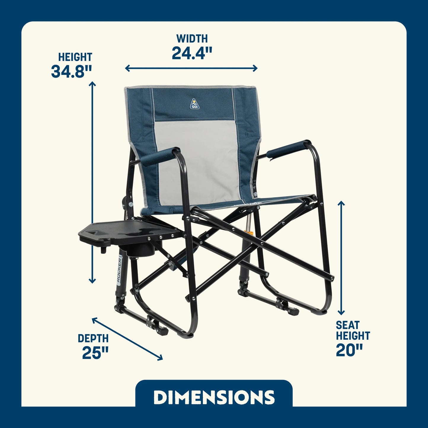 GCI Outdoors - Freestyle Rocker w Side Table - Heathered Indigo