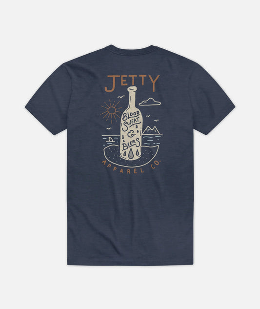 Jetty - Blood Sweat & Beers Tee - Navy