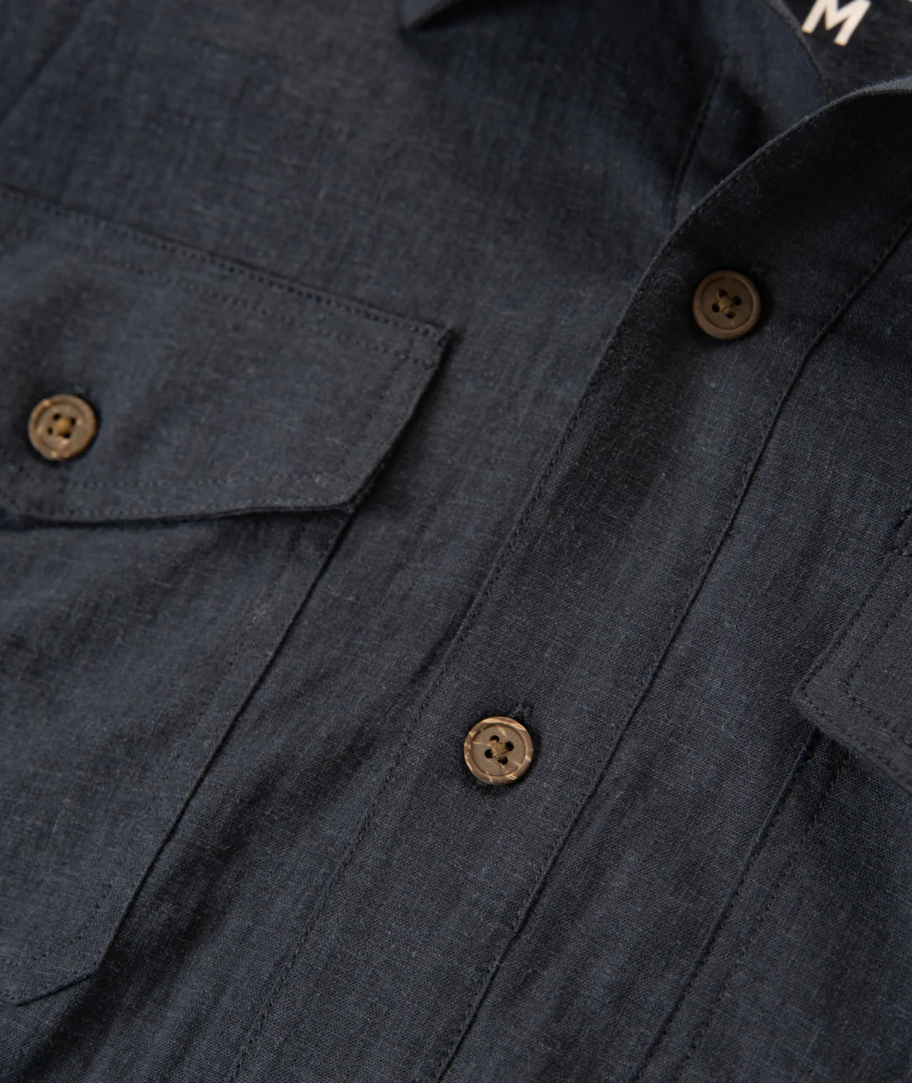 Jetty - Noah Long Sleeve Linen Shirt - Black Sand