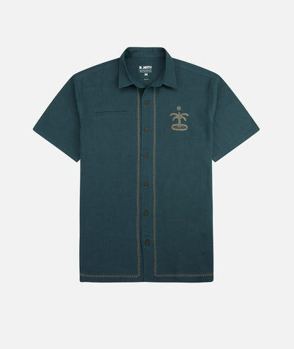 Marshall Embroidered Linen Shirt - Blue
