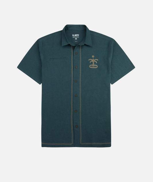 Marshall Embroidered Linen Shirt - Blue