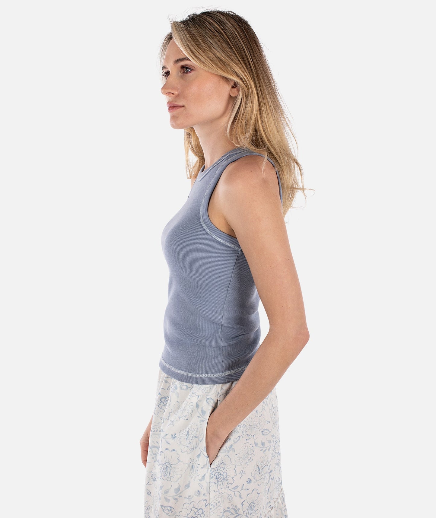 Iris Micro Rib Tank - Blue
