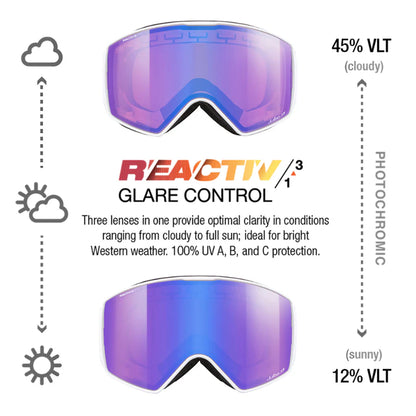 Julbo - Launcher Goggle - White LTD; REACTIV 1 3 Glare Control