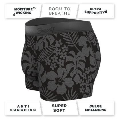 The Midnight Flora | Black Tonal Tropical Ball Hammock® Pouch Trunks Underwear