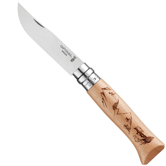 Opinel - No.08 Engraved Handle Folding Knife - Alpine Adventures - Hiking