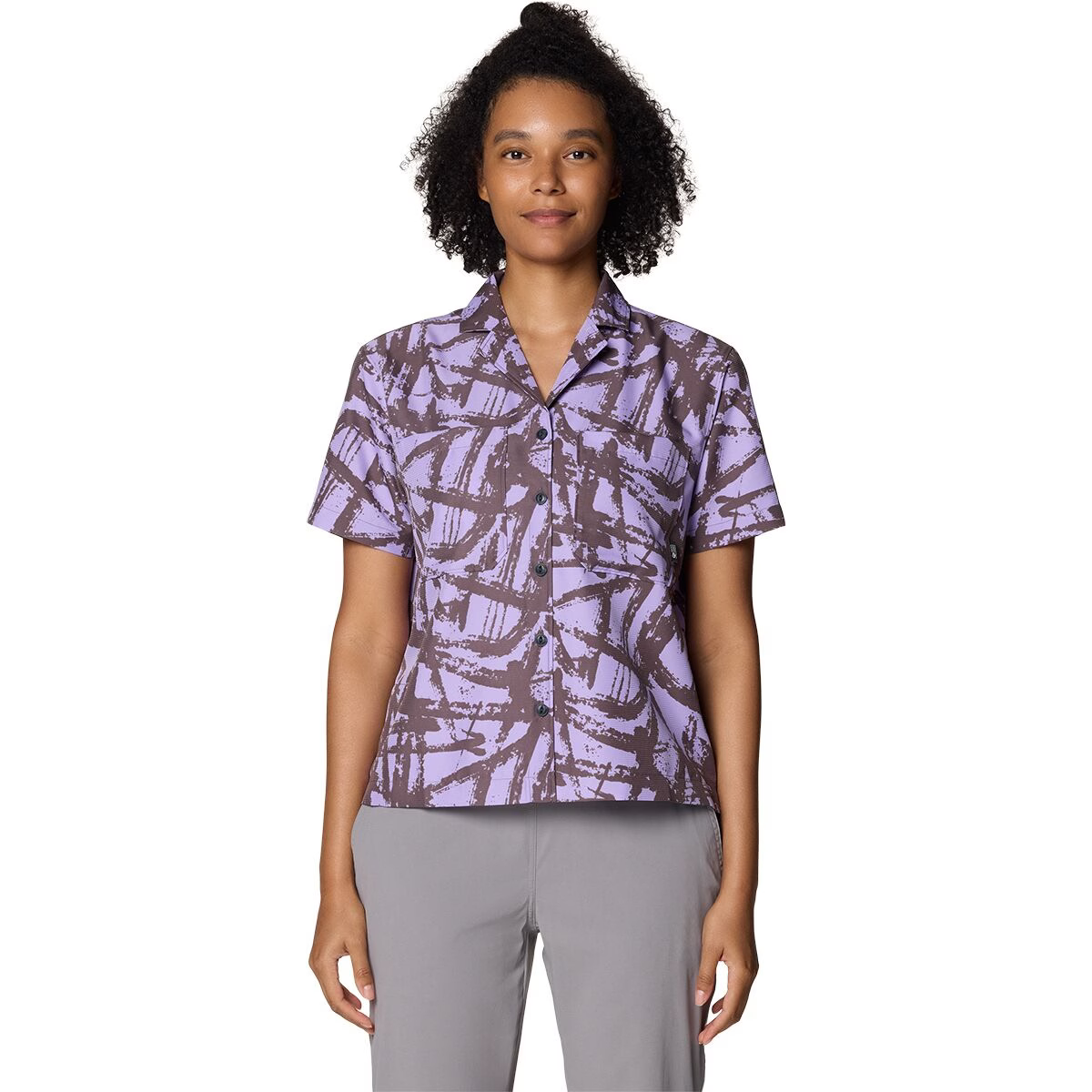 Mountain Hardwear - Sun Drift Cooling Short Sleeve Shirt - Purple Sage Brushstrokes Print