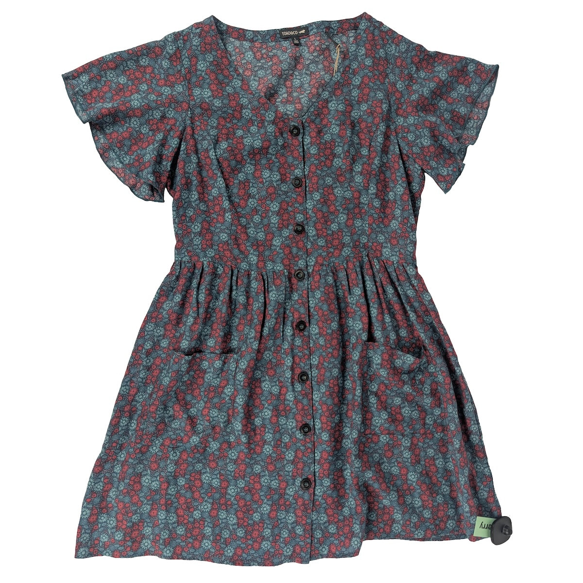 Toad & Co Hillrose BU SS Dress Women's LG Blue