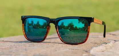 Camp Eyewear - Ridge HD - Black/Tortoise // Walnut/HD Plus Polarized Green Flash