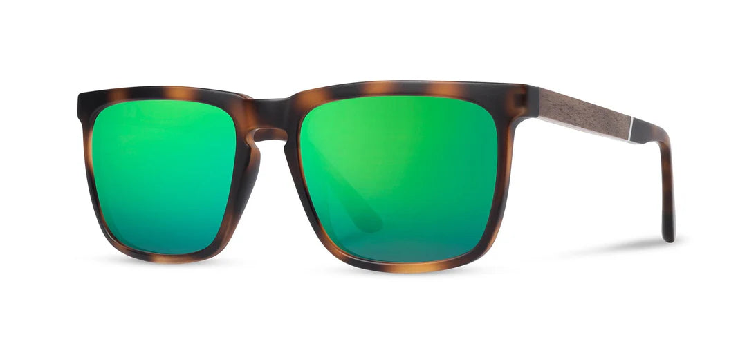 Camp Eyewear - Ridge - Matte Tortoise / Walnut; HD Plus Polarized Green Flash