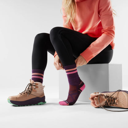 Smartwool - Women's Hike Light Cushion Tube Stripe Crew Socks - Purple Iris