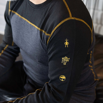 Smartwool - Classic Thermal Merino Base Layer Colorblock Crew - Men's - Charcoal-Honey Gold