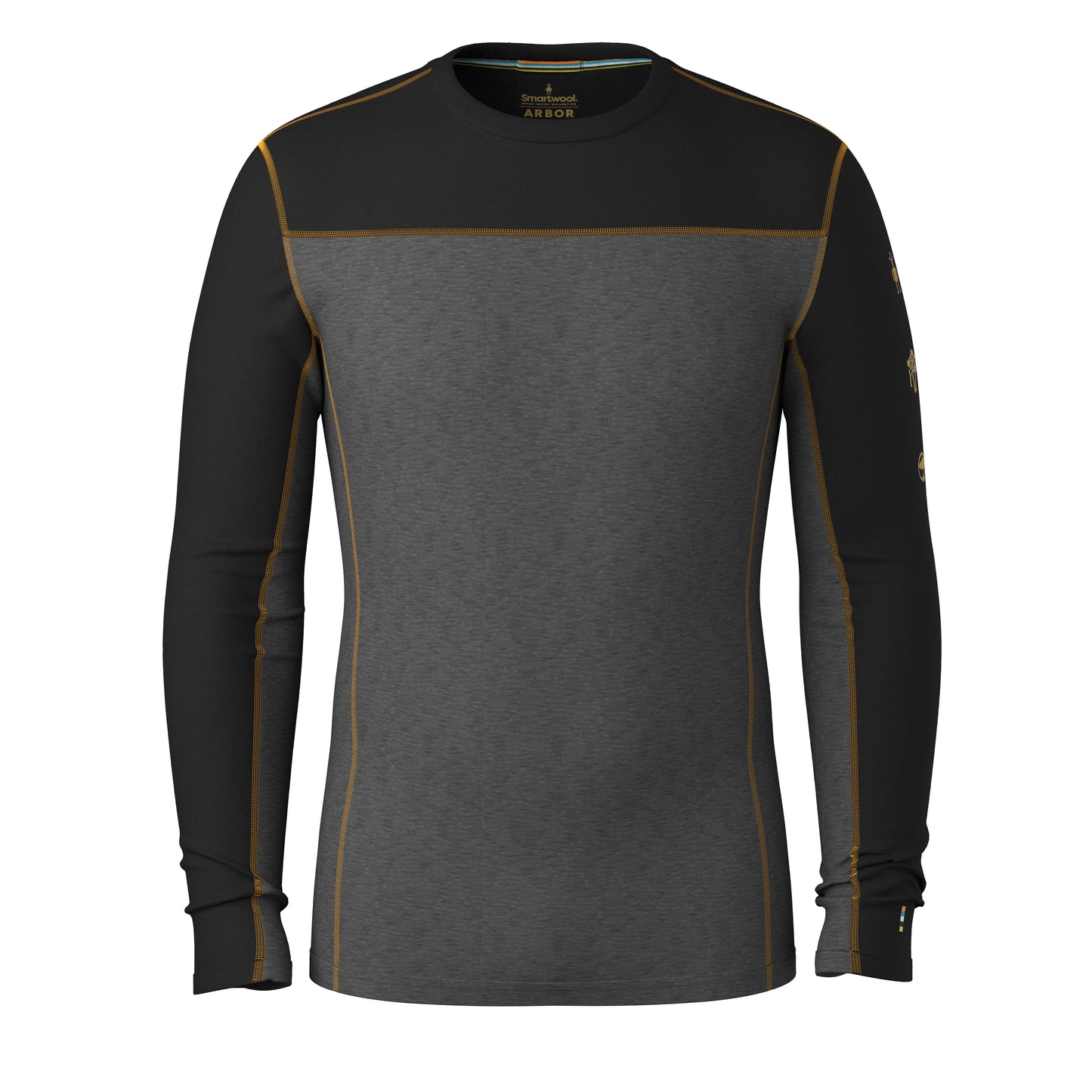Smartwool - Classic Thermal Merino Base Layer Colorblock Crew - Men's - Charcoal-Honey Gold