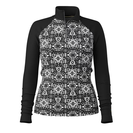 Smartwool - Classic Thermal Merino Base Layer 1/4 Zip - Women's - Black Deco Floral