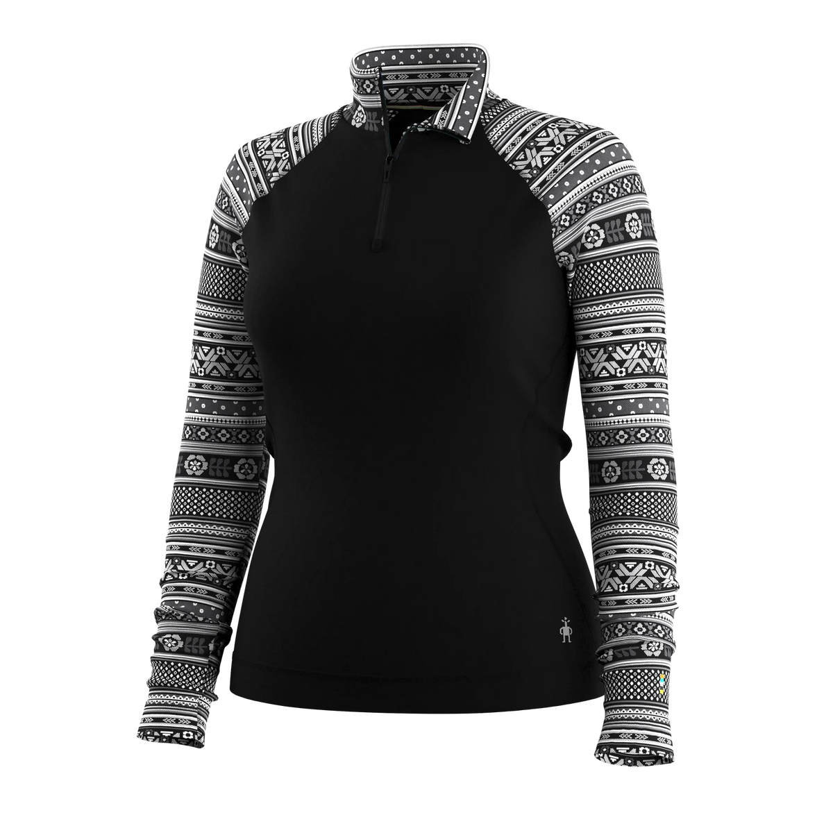 Smartwool - Classic Thermal Merino Base Layer 1/4 Zip - Women's - Black Fair Isle Fun