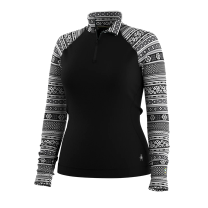Smartwool - Classic Thermal Merino Base Layer 1/4 Zip - Women's - Black Fair Isle Fun