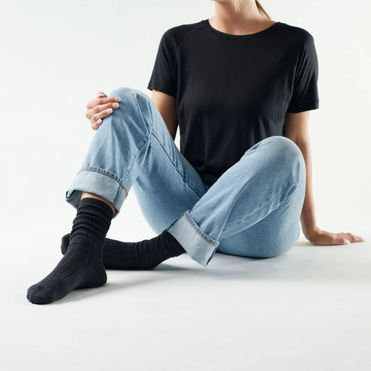 Smartwool - Women's Everyday Slouchy Rib Tall Crew Socks - Charcoal