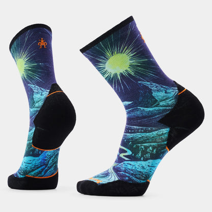 Smartwool - Trail Run Targeted Cushion Treeline Print Crew Socks - Deep Navy