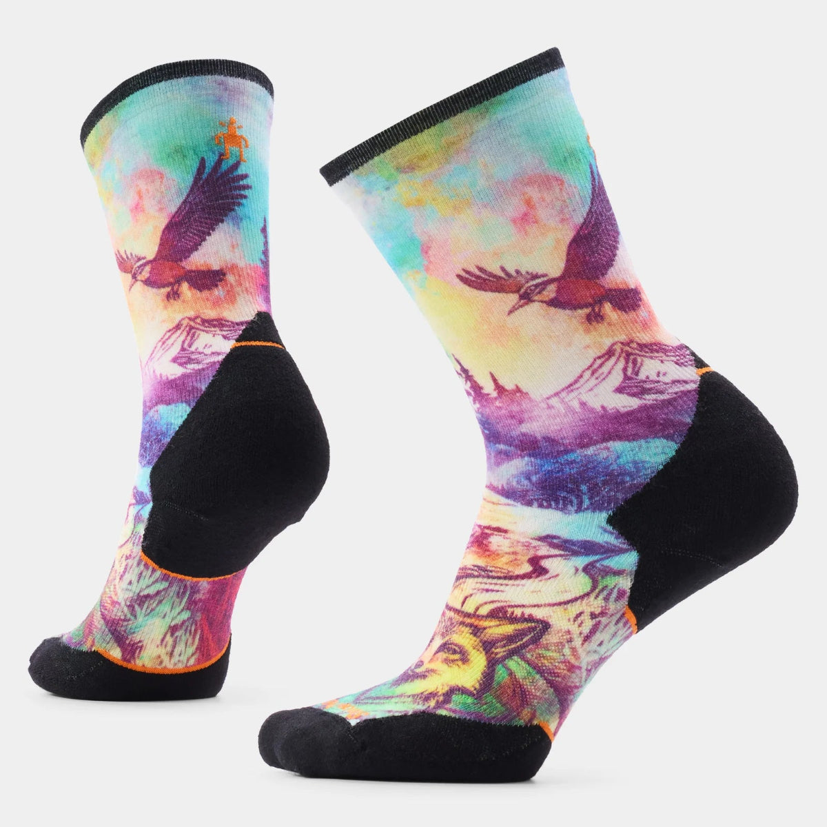 Smartwool - Women's Trail Run Targeted Cushion Serene Peak Print Crew Socks - Dusty Teal