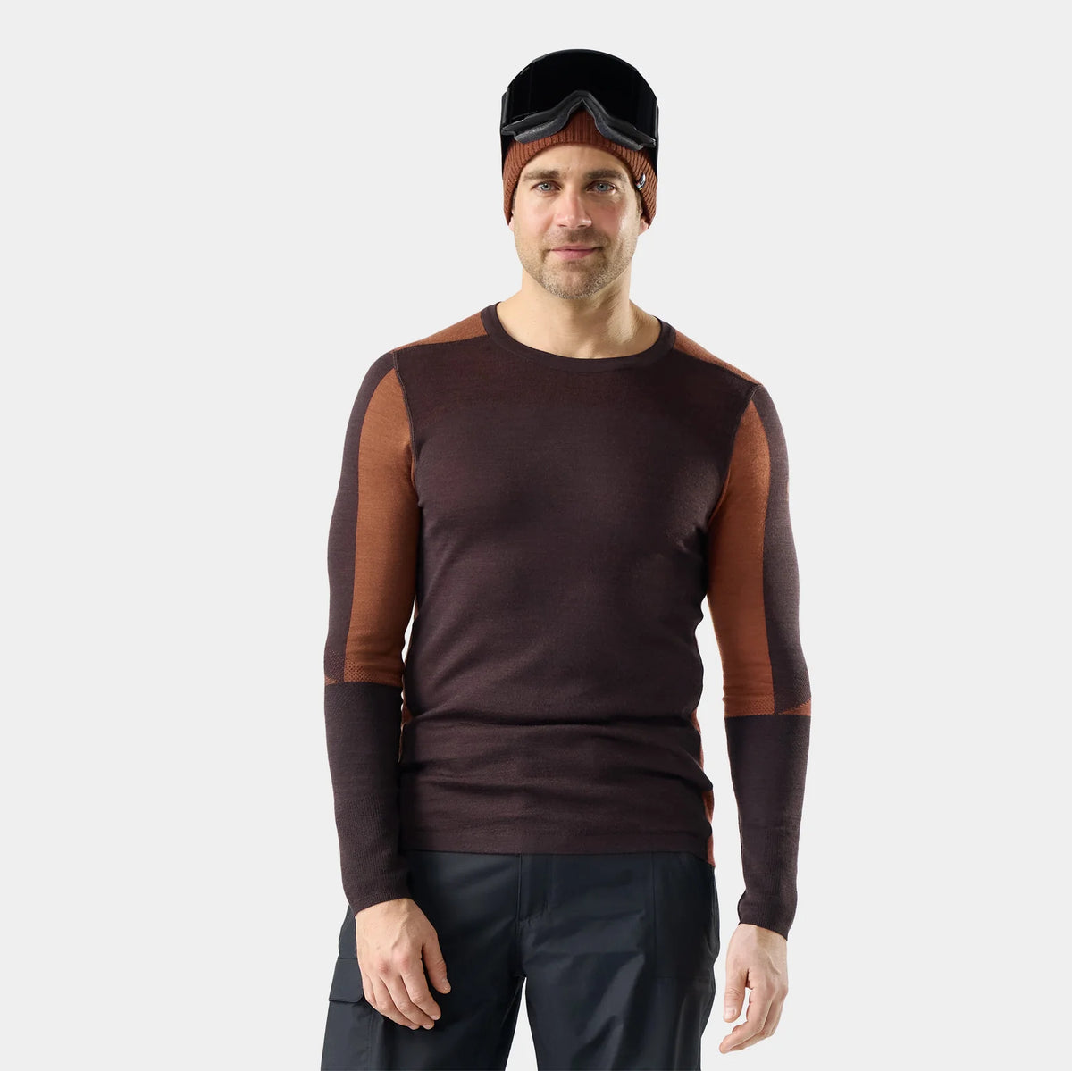 Smartwool - Intraknit Thermal Merino Base Layer Colorblock Crew - Men's - Dark Mink Burnt Sienna