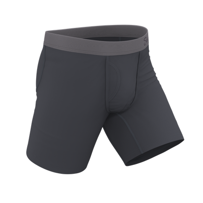 The Slate Expectations | Grey Tonal Long Leg Ball Hammock® Pouch Underwear With Fly