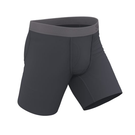 The Slate Expectations | Grey Tonal Long Leg Ball Hammock® Pouch Underwear With Fly