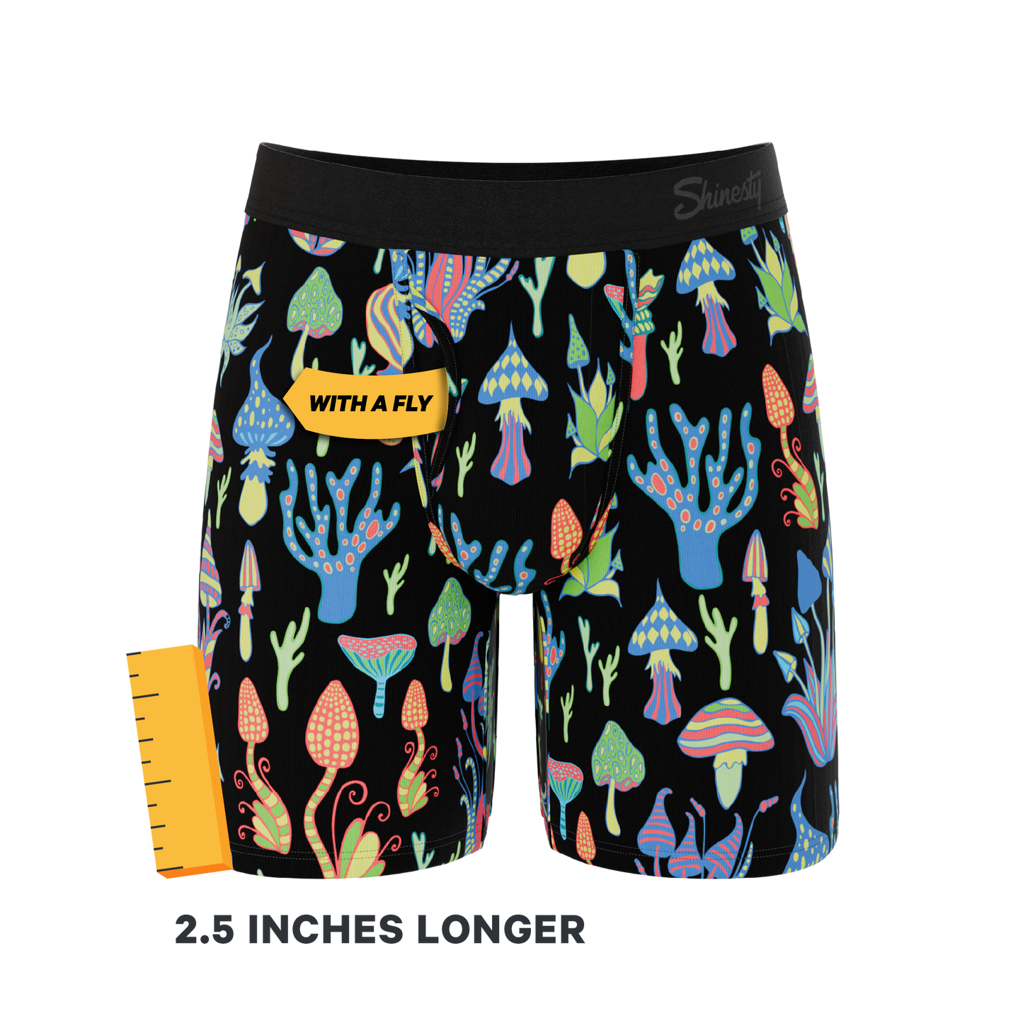 The Super Shroom | Neon Mushrooms Long Leg Ball Hammock® Pouch Underwear With Fly