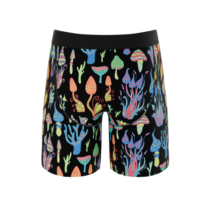 The Super Shroom | Neon Mushrooms Long Leg Ball Hammock® Pouch Underwear With Fly