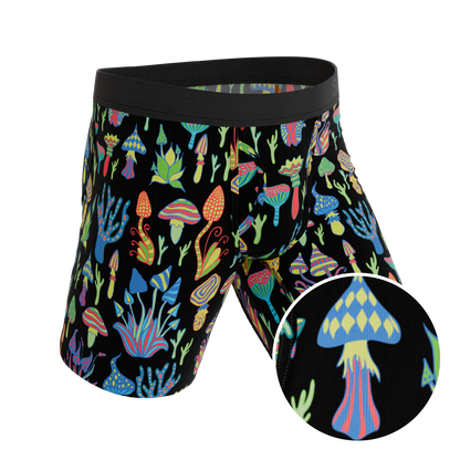 The Super Shroom | Neon Mushrooms Long Leg Ball Hammock® Pouch Underwear With Fly