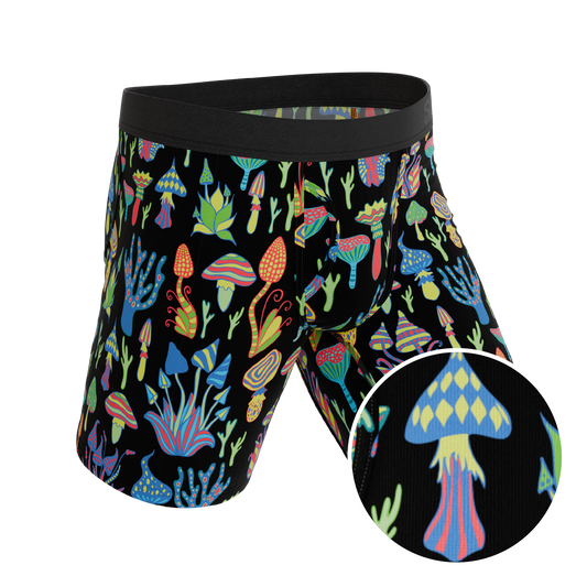 The Super Shroom | Neon Mushrooms Long Leg Ball Hammock® Pouch Underwear With Fly