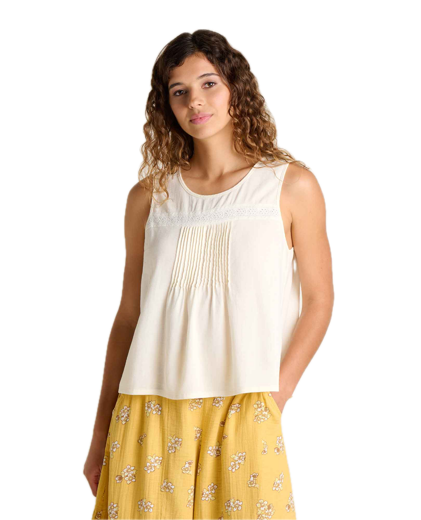 Toad and Co - Manzana Pin Tuck Tank - Egret