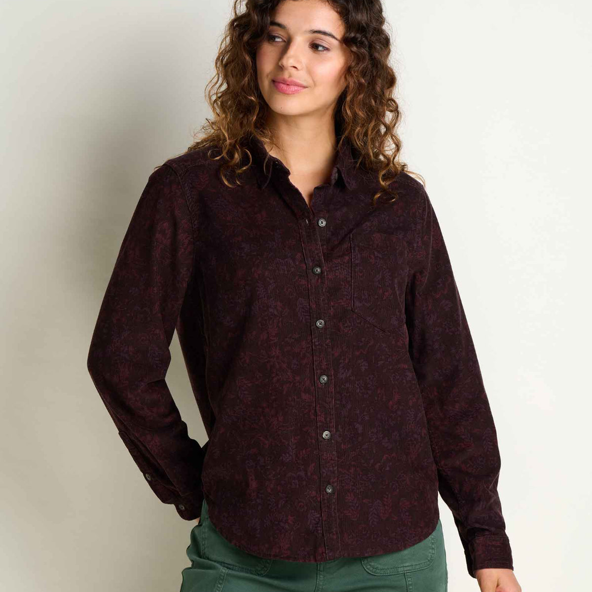 Toad and Co - Cattail Cord Long Sleeve Shirt - Carob Floral Print