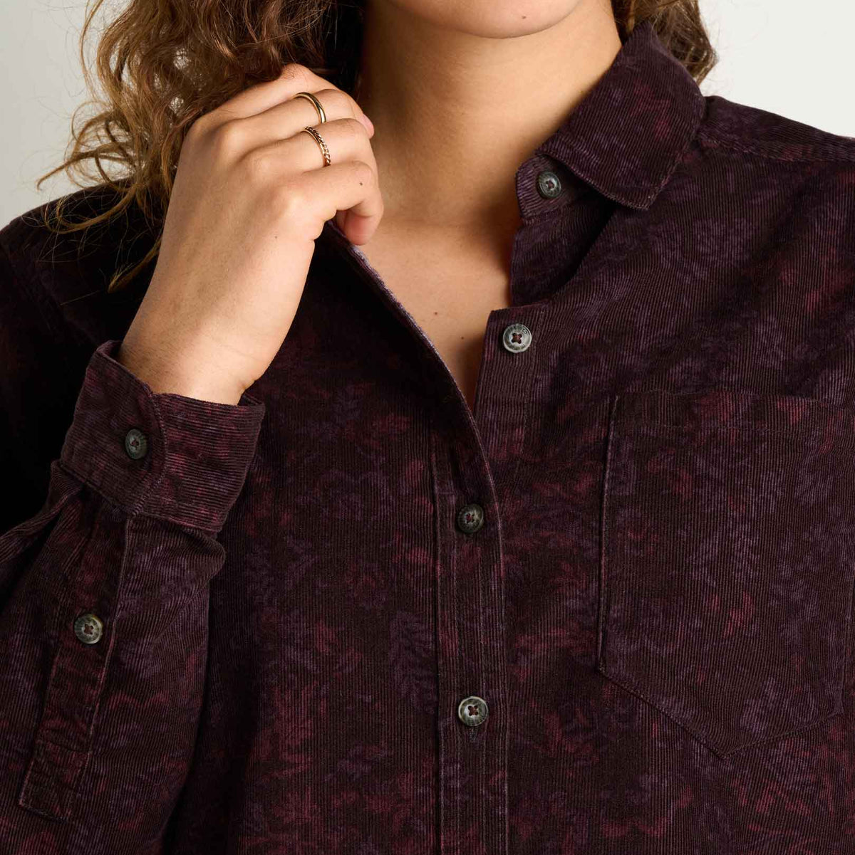 Toad and Co - Cattail Cord Long Sleeve Shirt - Carob Floral Print