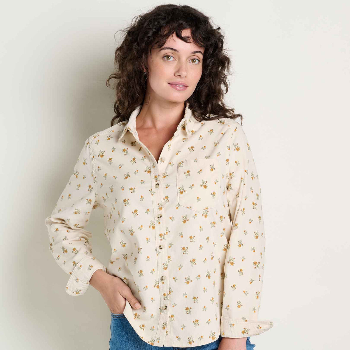 Toad and Co - Cattail Cord Long Sleeve Shirt - Salt Print