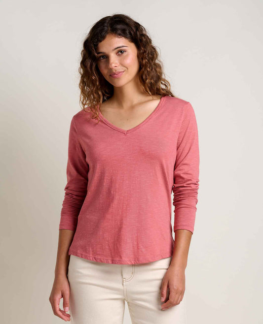 Toad and Co - Marley Long Sleeve V Tee - Dusty Cedar