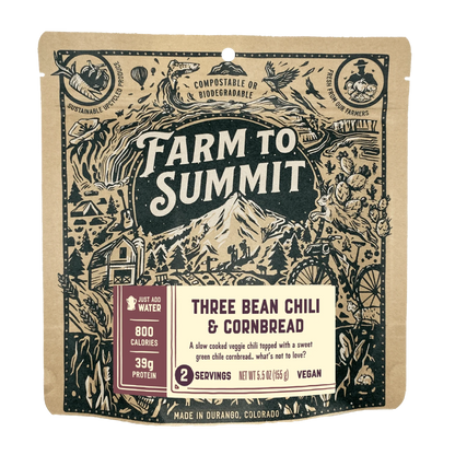 Farm to Summit - Three Bean Chili & Cornbread
