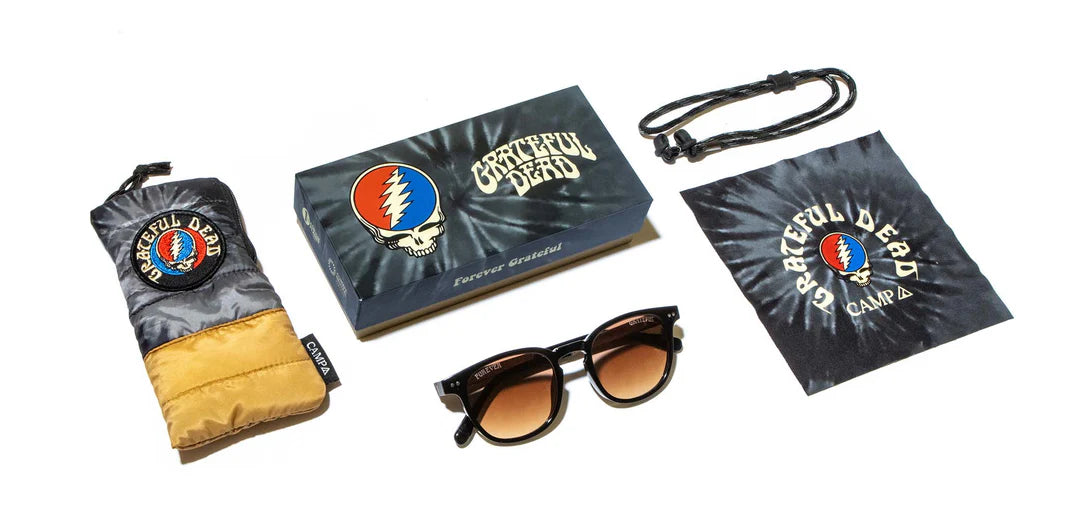Camp Eyewear - Topo - Black // Grateful Dead Stealie Engraved/Basic Brown Fade Polarized