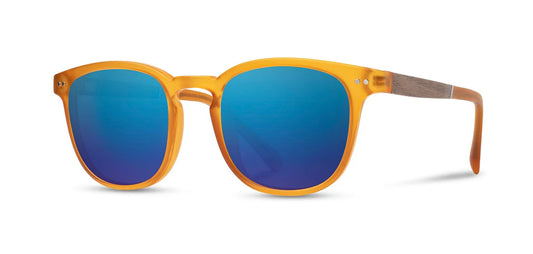 Camp Eyewear - Topo - Matte Orange / Walnut; HD Plus Polarized Blue Flash