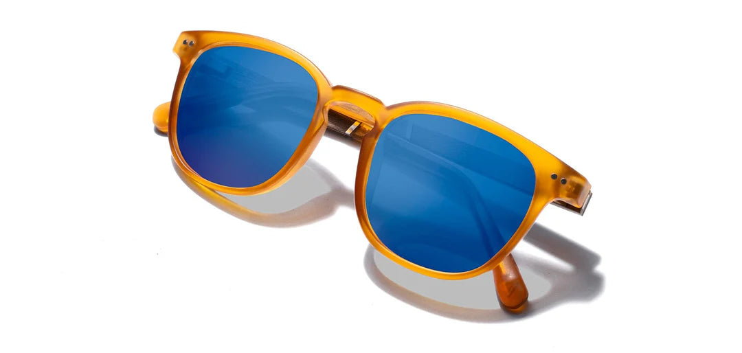 Camp Eyewear - Topo - Matte Orange / Walnut; HD Plus Polarized Blue Flash