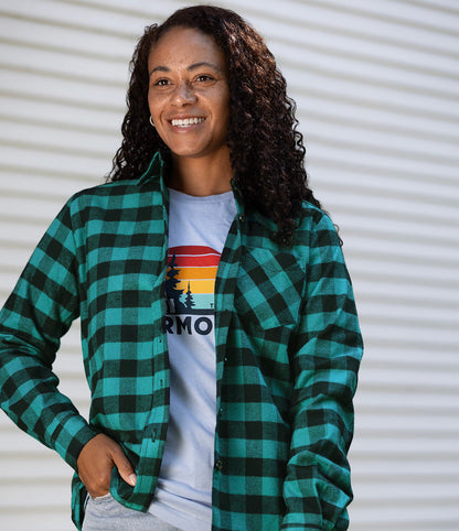 Women's Classic Flannel Shirt - Green Buffalo