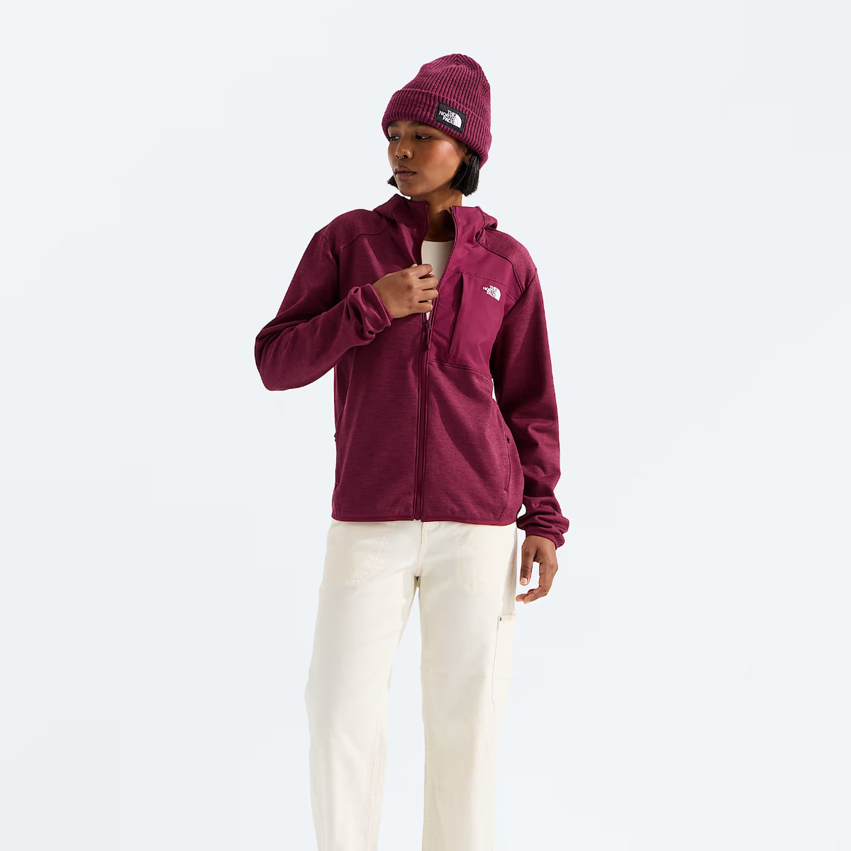 The North Face - Women's TNF Performance Fleece Full Zip Hoodie - Burgundy Crush Light Heather