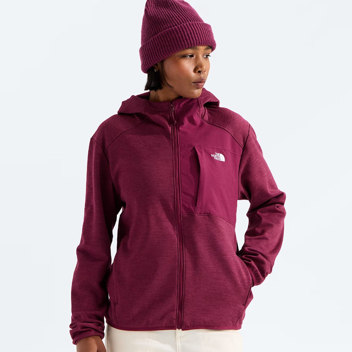 The North Face - Women's TNF Performance Fleece Full Zip Hoodie - Burgundy Crush Light Heather