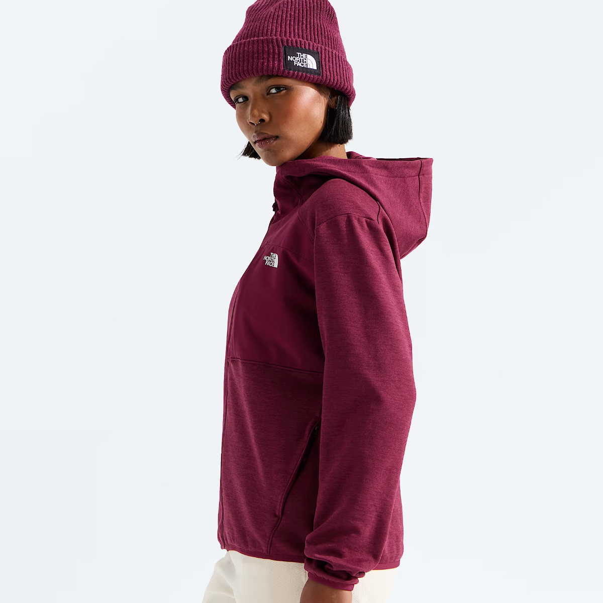 The North Face - Women's TNF Performance Fleece Full Zip Hoodie - Burgundy Crush Light Heather