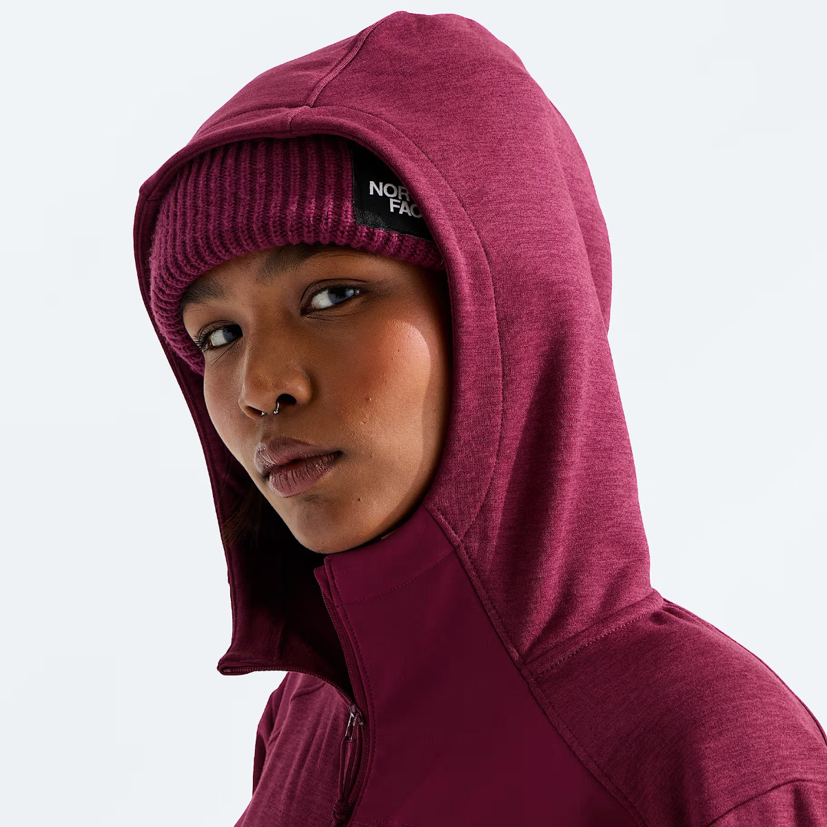 The North Face - Women's TNF Performance Fleece Full Zip Hoodie - Burgundy Crush Light Heather