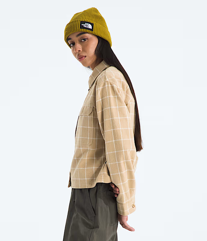 The North Face - Women's Valley Flannel Shirt Plaid - Khaki Stone Grid Large Plaid