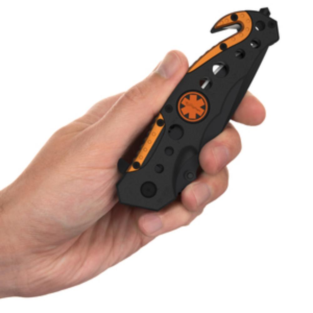 Swiss Safe - Tactical Rescue Folding Knife - EMT ORANGE