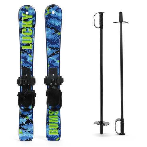 Lucky Bums - Kids Beginner Skis and 70 cm Poles - Blue