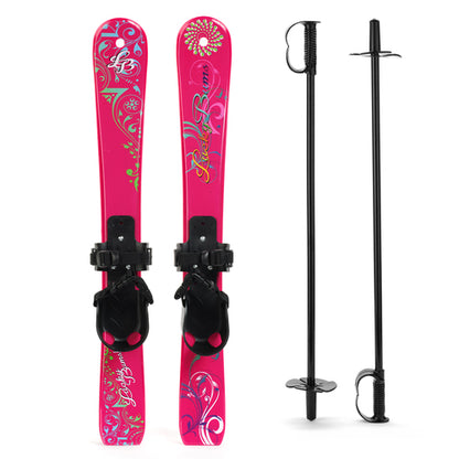 Lucky Bums - Kids Beginner Skis and 70 cm Poles - Pink