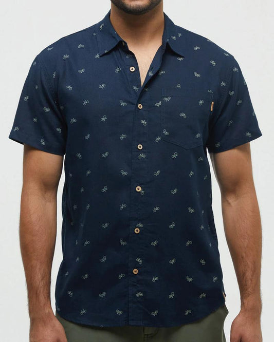 Tentree - Mancos Shirt - Men's - Midnight Blue/Bike Around/Sunray