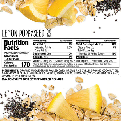 BoBos - Oat Bar - Lemon Poppyseed