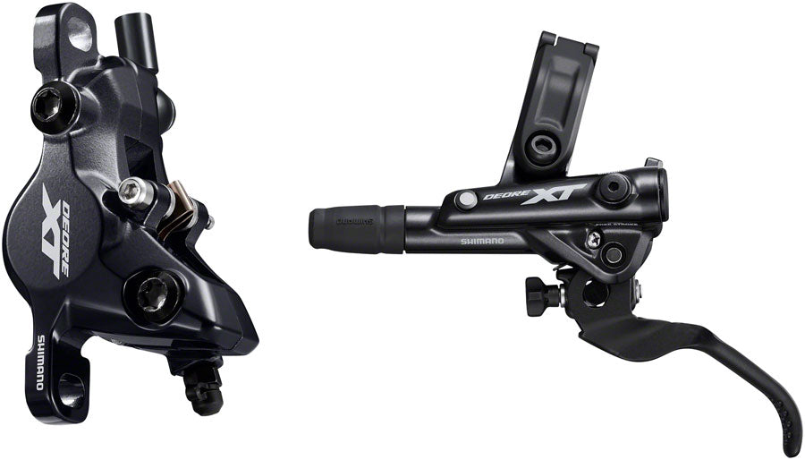 Shimano - Deore XT BL-M8100/BR-M8100 Disc Brake and Lever - Front, Hydraulic, Post Mount, 2-Piston, Finned Pads, I-SPEC EV Clamp Band, Black